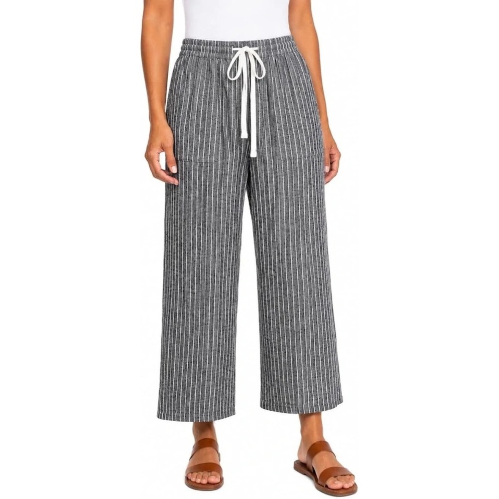 Roxy Women's Linen Blend Crop Pant, Black, Size Large, New